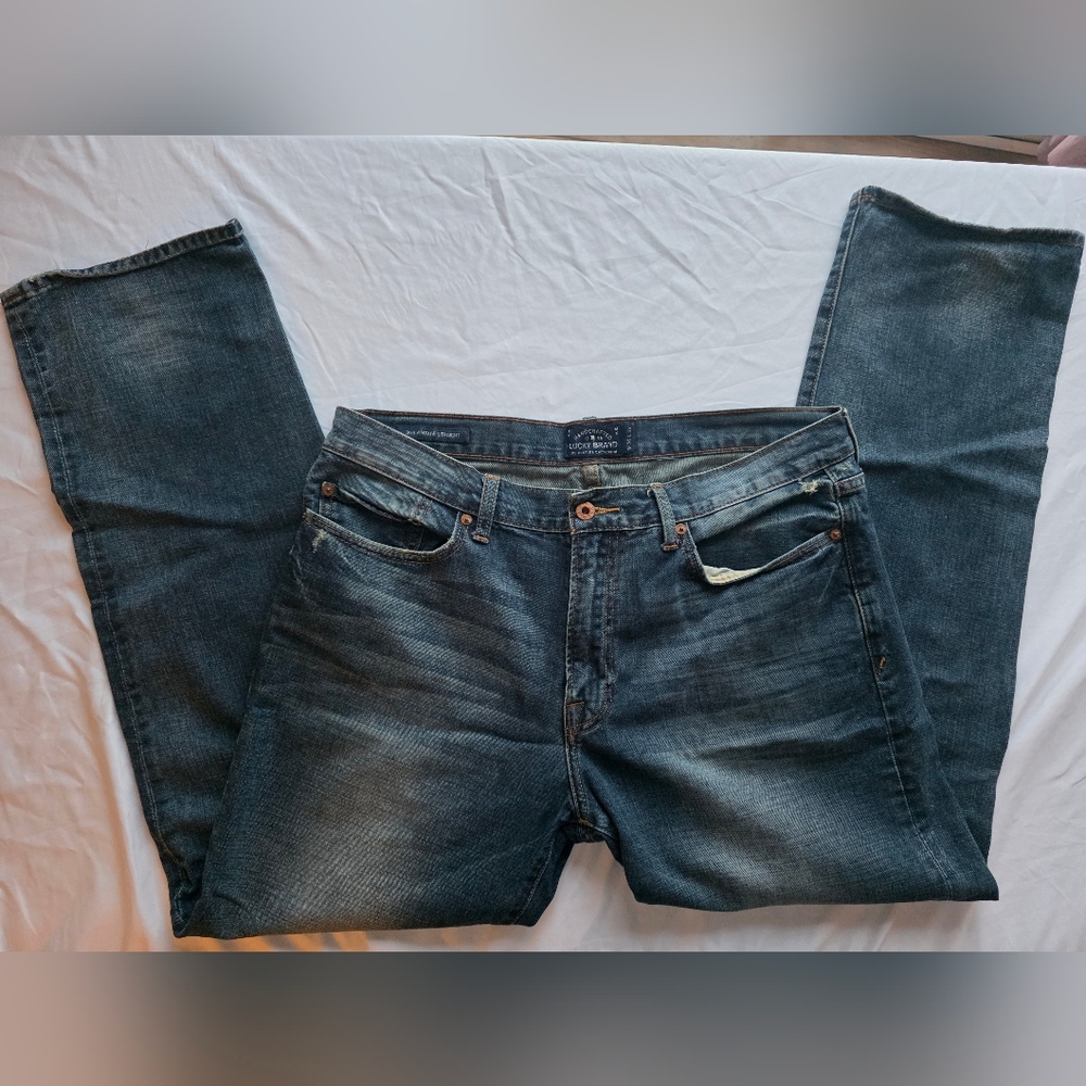 Lucky Brand 363 Vintage Straight Jeans Men’s 36x32 Medium Wash Distressed Casual